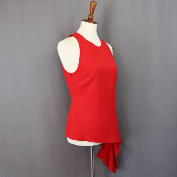 Cushnie Et Ochs 10 Holiday Red Asymmetrical Hem Tank Top Blouse - Picture 8 of 12